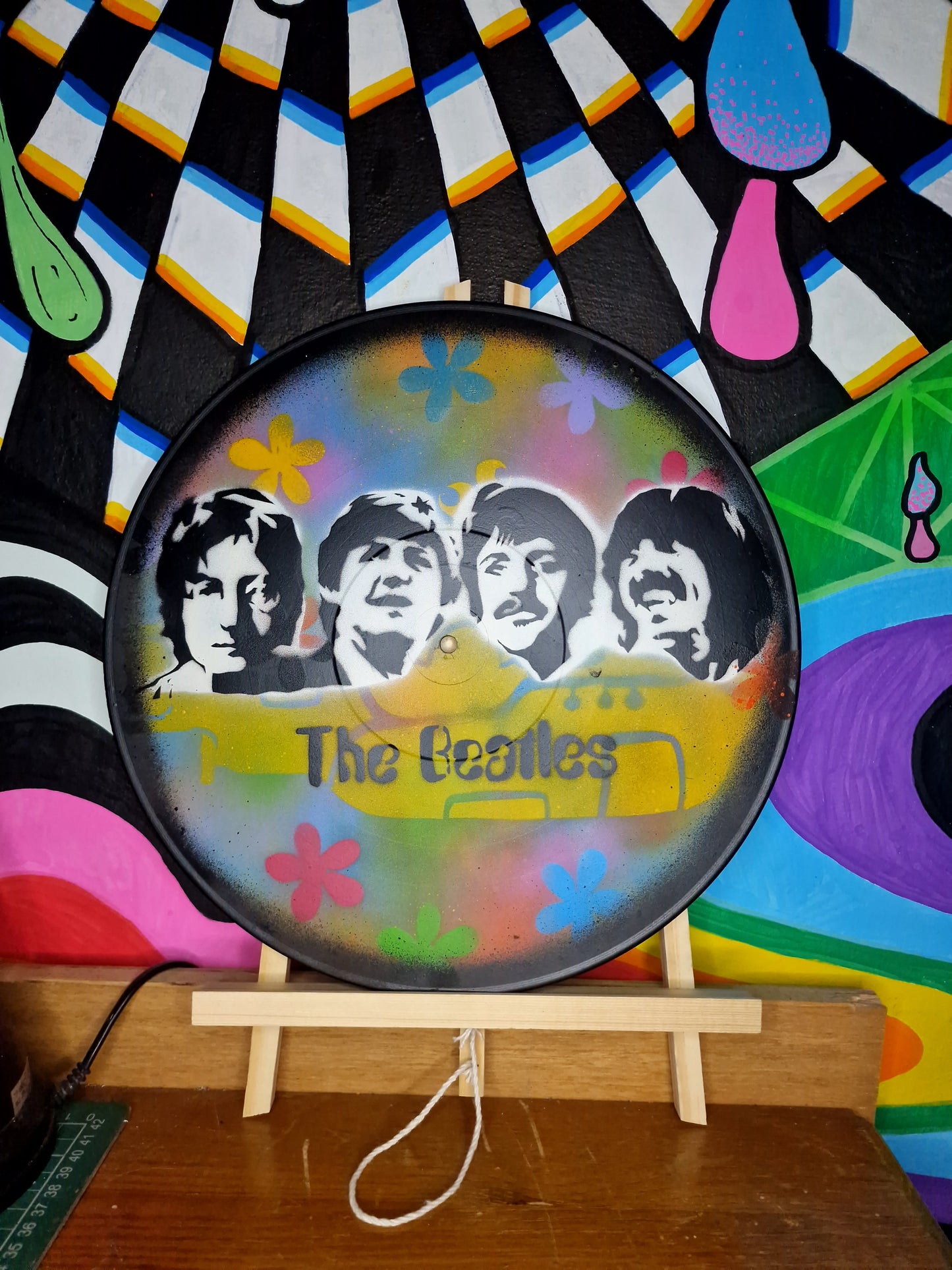 Original 'Beatles Vinyl' Upcycled Art