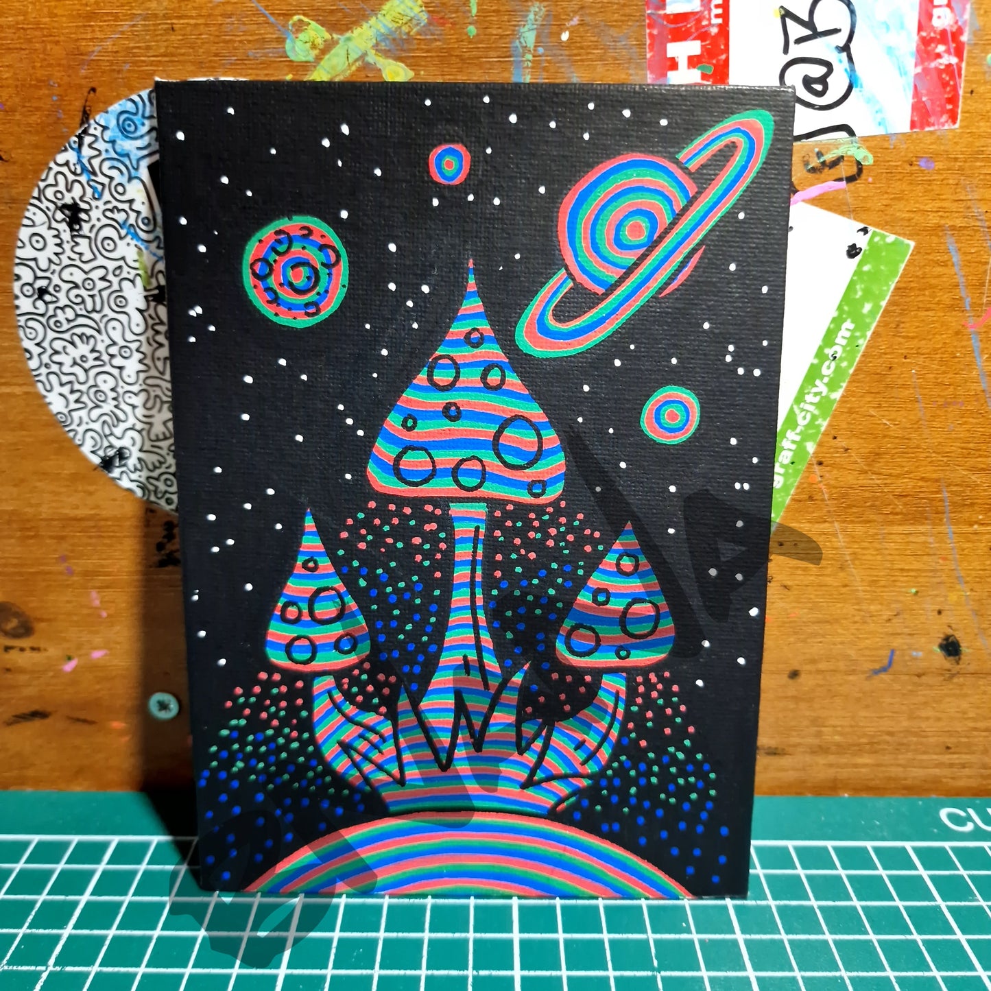 Mini A5 Canvas 'Shrooms' moving art