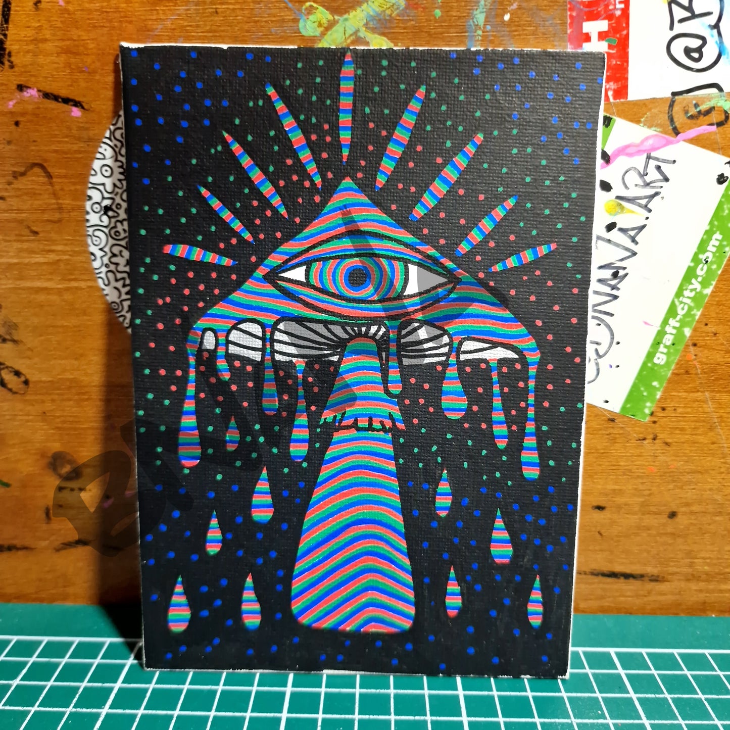 Mini A5 Canvas Drippy Shroom moving art
