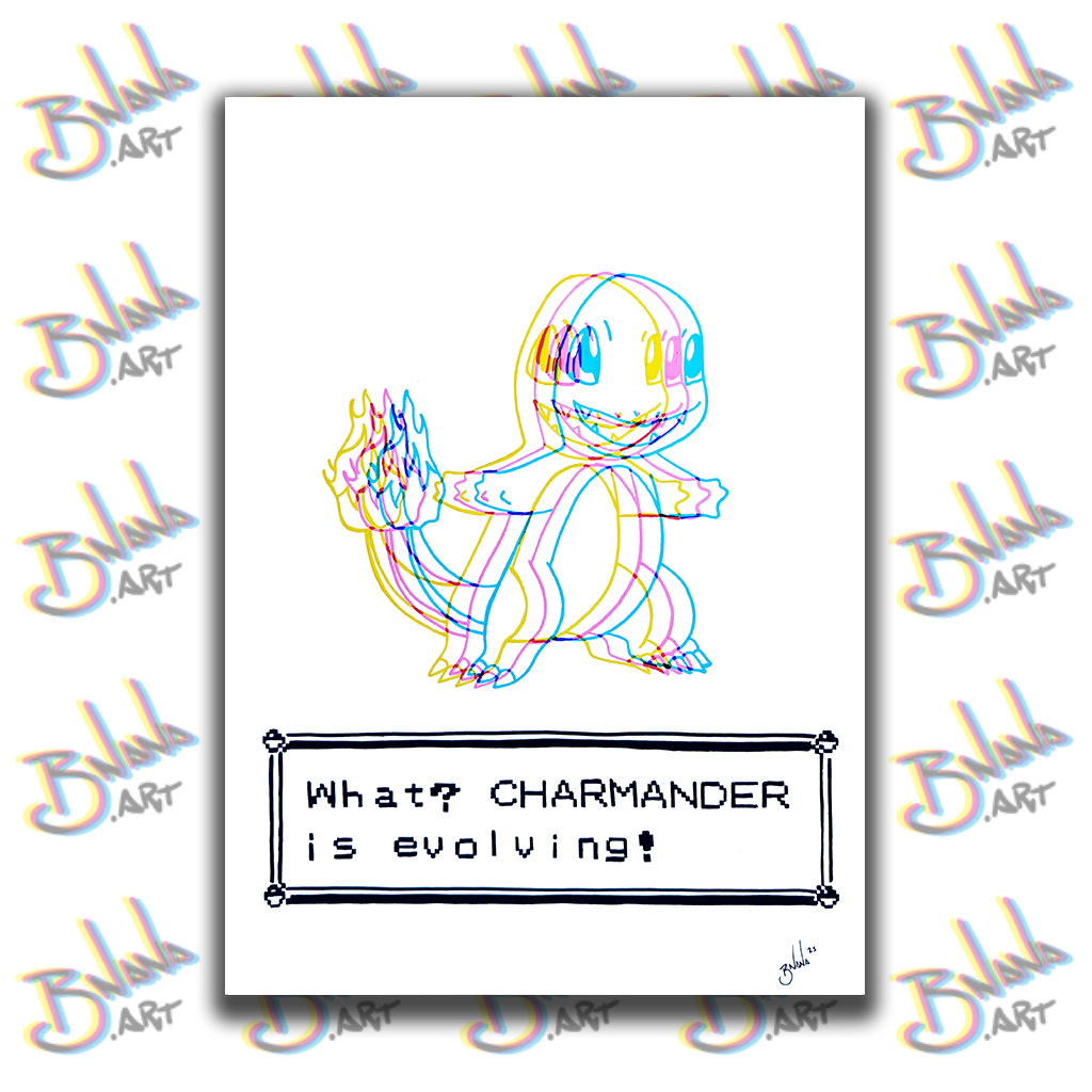 Unlimited Print 'Chamander is evolving' Poke Glitch collection