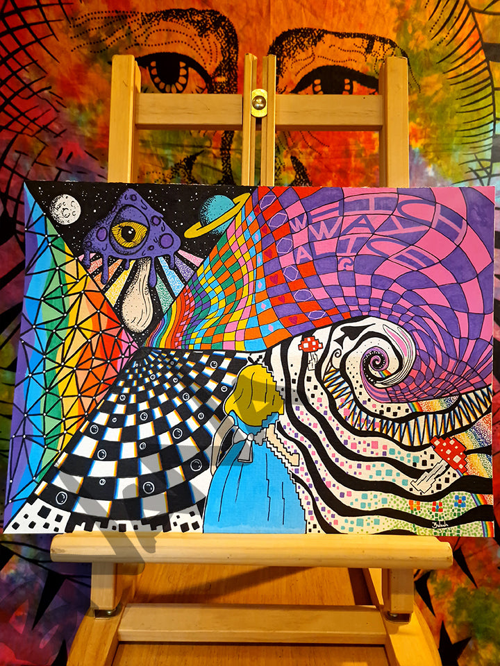 Original 'I'd Follow the White Rabbit' unframed