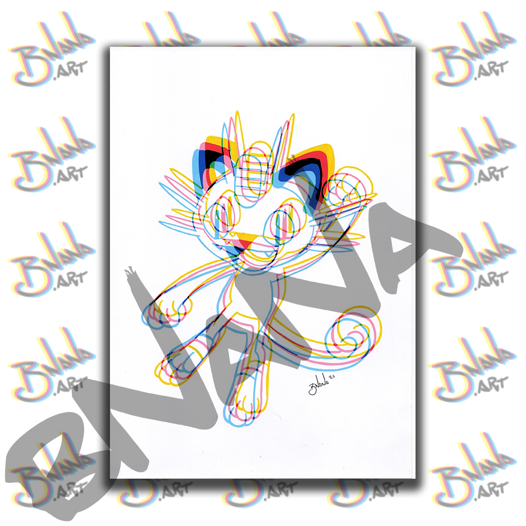 Unlimited Print 'Meowth' Poke Glitch Art Collection