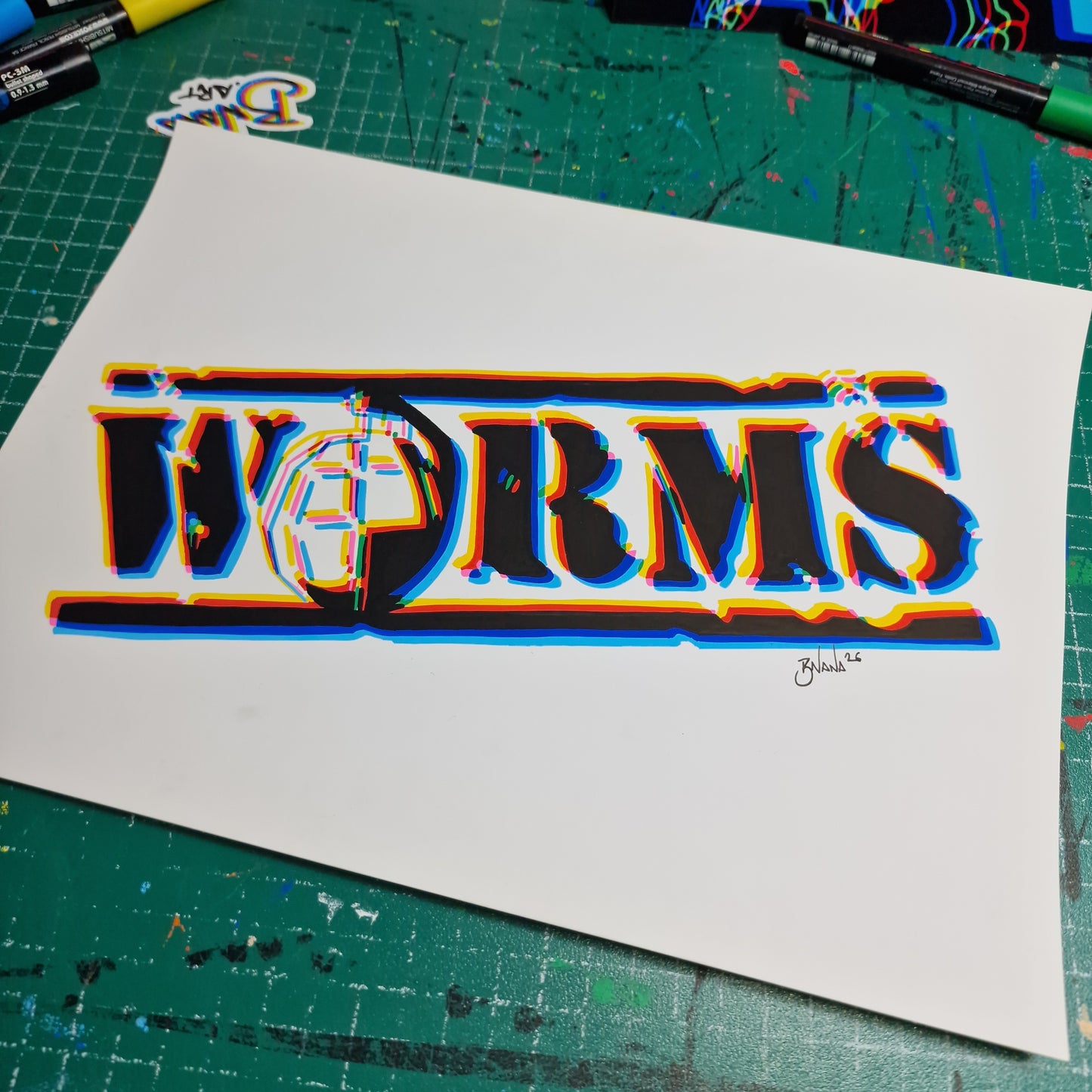 Limited Edition Hand Signed Print 'WORMS' Glitch collection