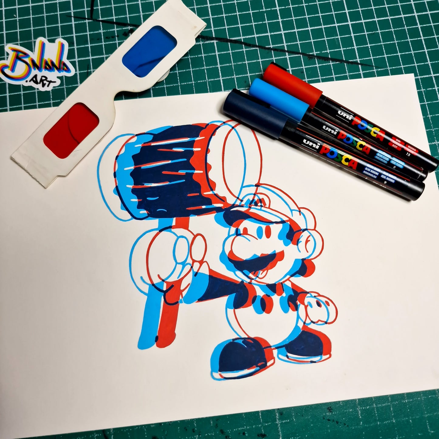 Limited Edition Hand Signed Print 'Paper Mario 3D' Glitch collection