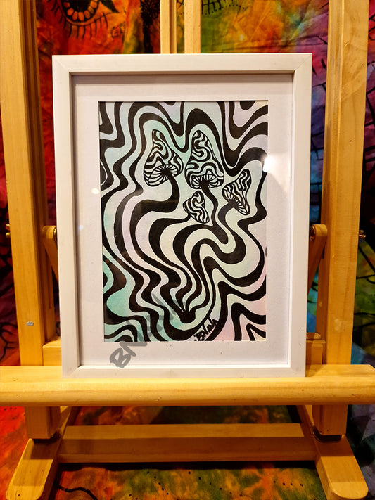 Original 'Black Shroom Swirls' small framed