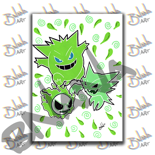 Unlimited Print 'Gastly, Haunter & Gengar' Poke Inverted Art Collection