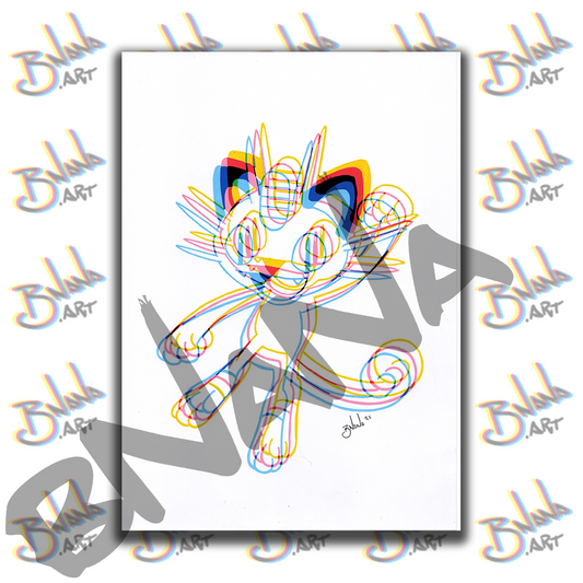Unlimited Print 'Meowth' Poke Glitch Art Collection