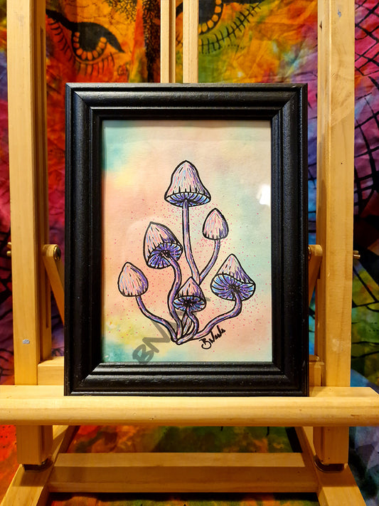 Original 'Purple Shrooms' small framed