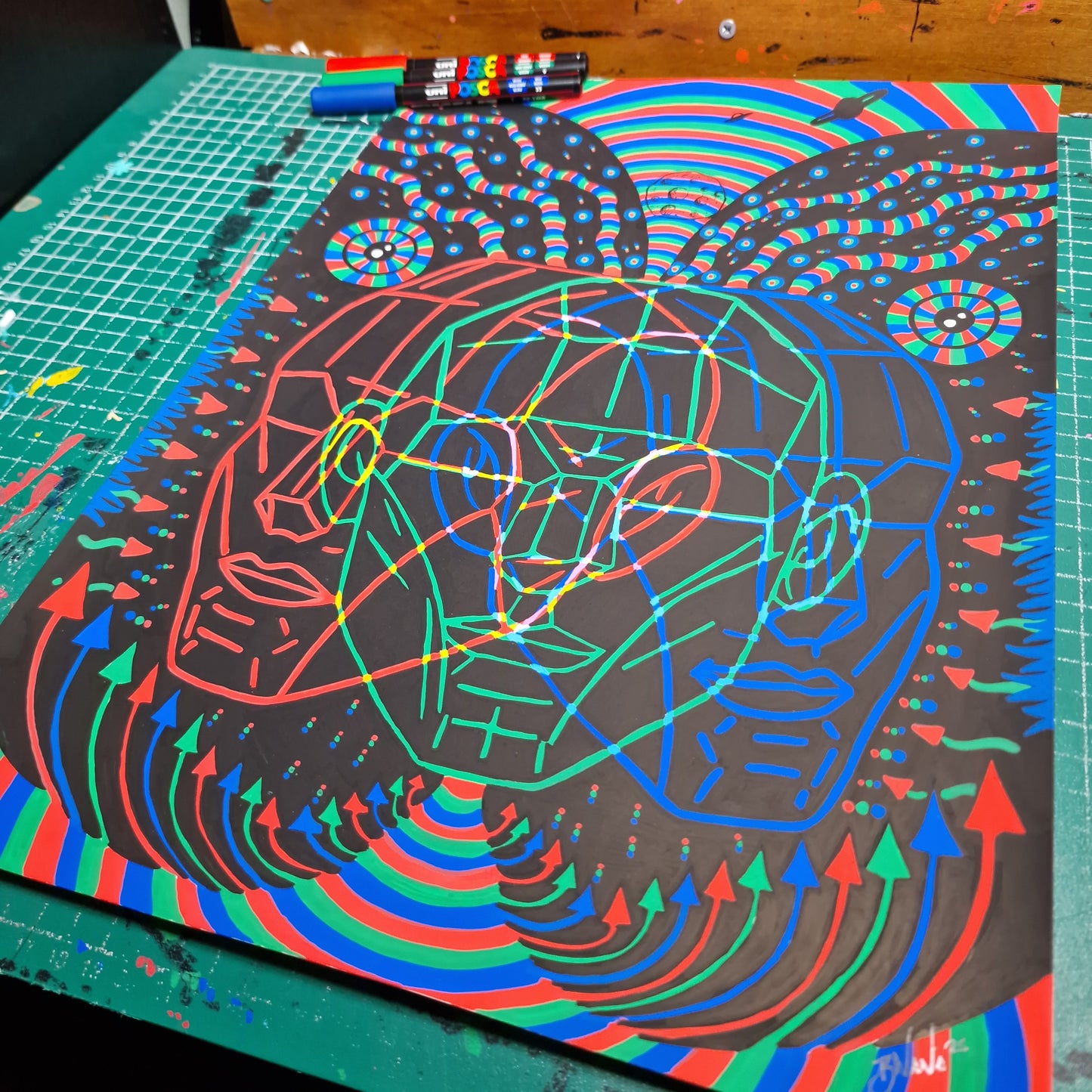 Limited Edition Hand Signed Print 'Wheres your head at?' light reactive collection