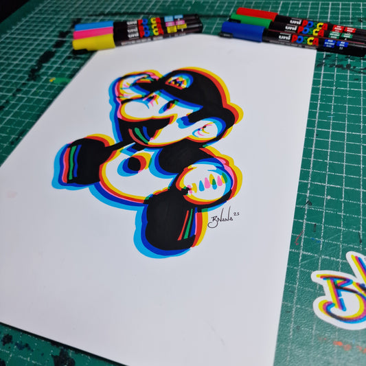 Limited Edition Hand Signed Print 'Paper Mario' Glitch collection