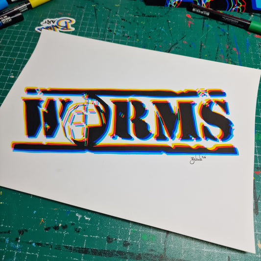 Limited Edition Hand Signed Print 'WORMS' Glitch collection