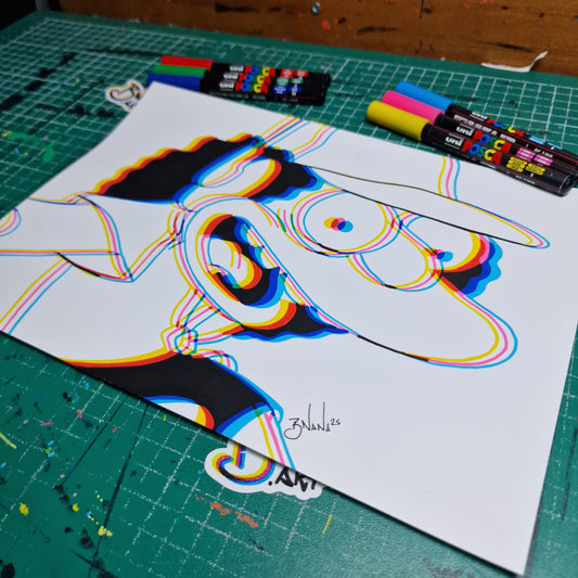Limited Edition Hand Signed Print 'Otto Mann' Glitch collection
