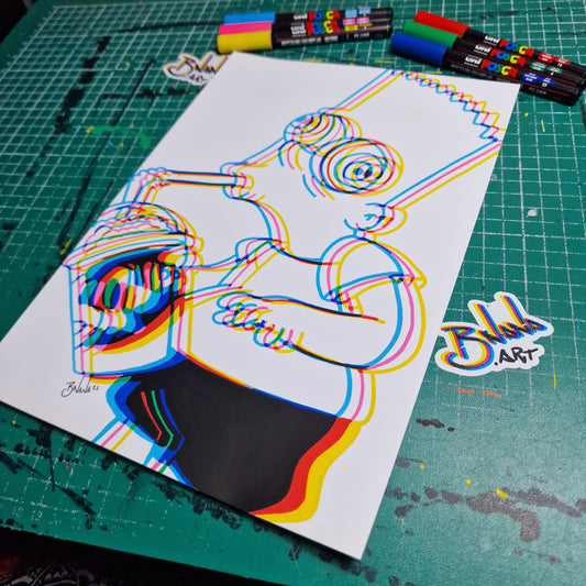 Limited Edition Hand Signed Print 'Bart Squishee' Glitch collection