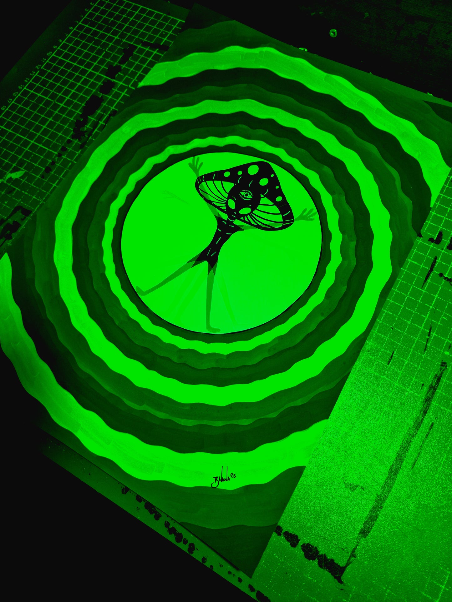 Limited Edition Hand Signed Print 'Vitruvian Shroomian' light reactive collection