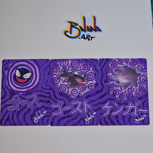 Pokemon Card #45, 46 & 47 'Gastly, Haunter & Gengar'