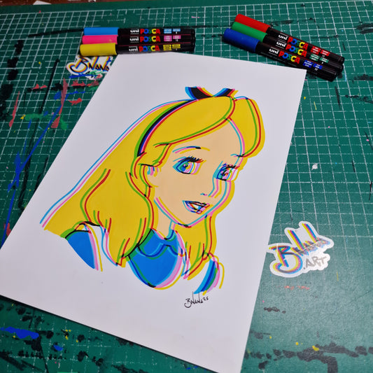 Limited Edition Hand Signed Print 'Alice in Colour' Glitch collection