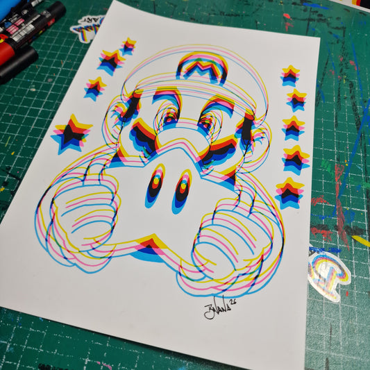 Limited Edition Hand Signed Print 'Mario Sprite' Glitch collection