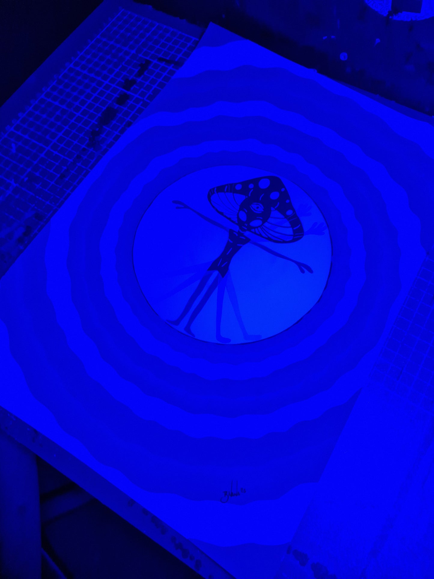 Limited Edition Hand Signed Print 'Vitruvian Shroomian' light reactive collection