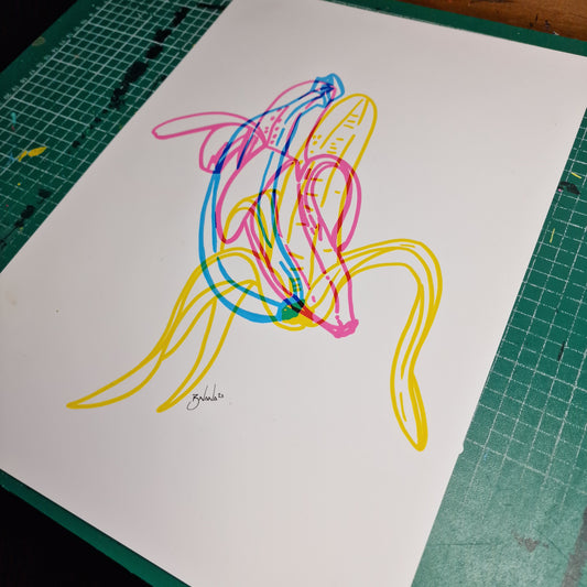 Limited Edition Hand Signed Print 'The Self Peeling Banana' Glitch collection